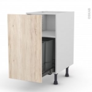 Meuble De Cuisine Poubelle Coulissante Ikoro Chene Clair 1 Porte L40 X H70 X P58 Cm