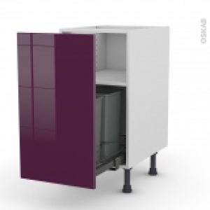 Meuble De Cuisine Poubelle Coulissante Keria Aubergine 1 Porte L40 X H70 X P58 Cm