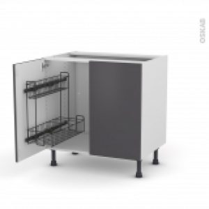 Meuble De Cuisine Sous Evier Ginko Gris 2 Portes Lessiviel L80 X H70 X P58 Cm