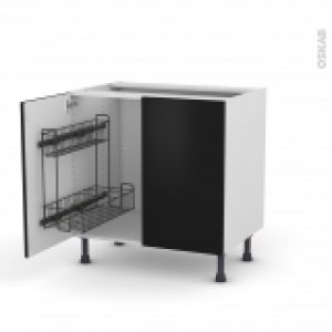 Meuble De Cuisine Sous Evier Ginko Noir 2 Portes Lessiviel L80 X H70 X P58 Cm