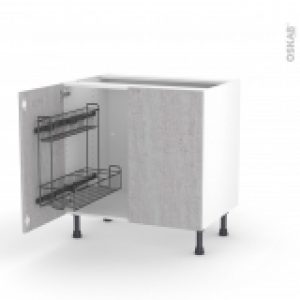 Meuble De Cuisine Sous Evier Hoda Beton 2 Portes Lessiviel L80 X H70 X P58 Cm