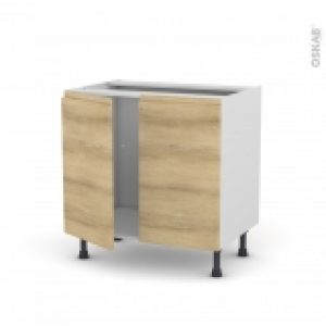 Meuble De Cuisine Sous Evier Ipoma Chene Naturel 2 Portes L80 X H70 X P58 Cm