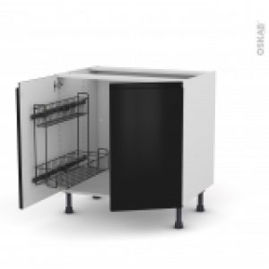 Meuble De Cuisine Sous Evier Ipoma Noir Mat 2 Portes Lessiviel Poubelle Ronde L80 X H70 X P58 Cm