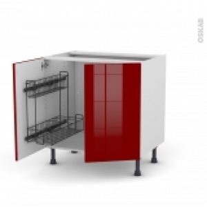 Meuble De Cuisine Sous Evier Ivia Rouge 2 Portes Lessiviel Poubelle Ronde L80 X H70 X P58 Cm