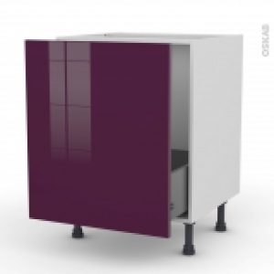 Meuble De Cuisine Sous Evier Keria Aubergine 1 Porte Coulissante L60 X H70 X P58 Cm