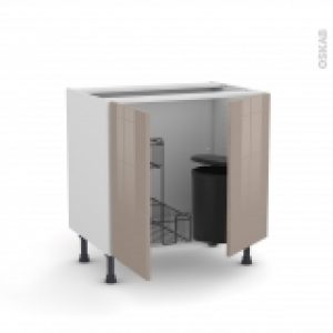 Meuble De Cuisine Sous Evier Keria Moka 2 Portes Lessiviel Poubelle Ronde L80 X H70 X P58 Cm