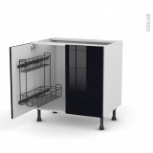 Meuble De Cuisine Sous Evier Keria Noir 2 Portes Lessiviel L80 X H70 X P58 Cm