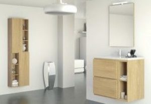 Meuble de Salle de Bain avec Étagère, Miroir et Eclairage – Baris 33