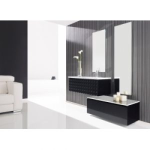 Meuble de salle de bain capiton 99cm noir…