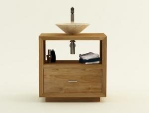 Meuble de salle de bain en teck TRANI L80 cm