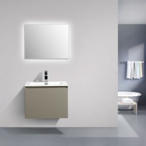 Meuble de salle de bain Luna 600 gris mat – Miroir en option