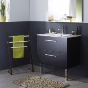 Meuble de salle de bain noir laqué…