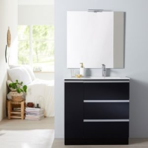 Meuble de salle de bain à poser noir…