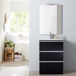 Meuble de salle de bain à poser noir…