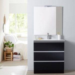 Meuble de salle de bain à poser noir 80 cm…