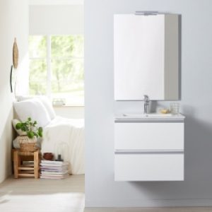 Meuble de salle de bain à suspendre blanc…
