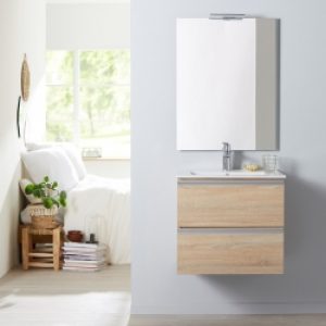 Meuble de salle de bain à suspendre chêne…