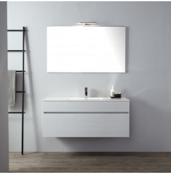 MEUBLE DE SALLE DE BAINS MODERNE GRIS AVEC LAVABO DE 120 CM ET MIROIR | SÉRIE SOLE