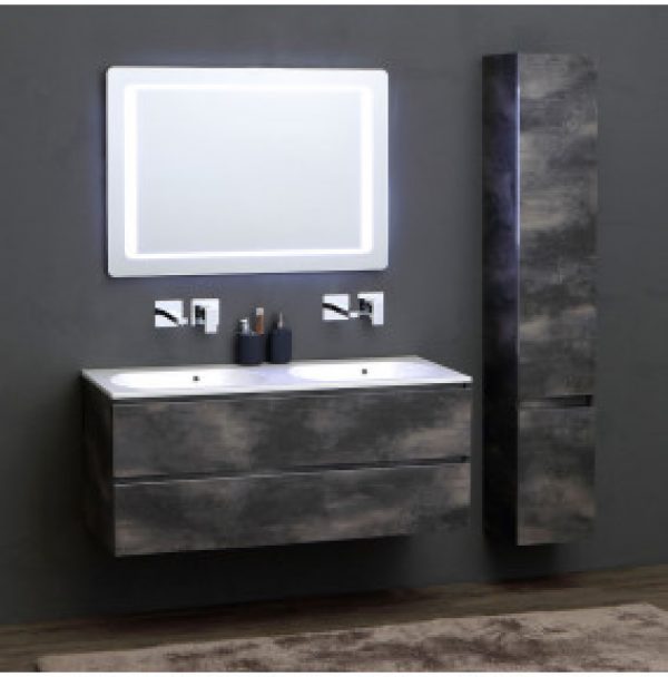 MEUBLE DE SALLE DE BAINS MODULABLE AVEC LAVABO DOUBLE 120 CM