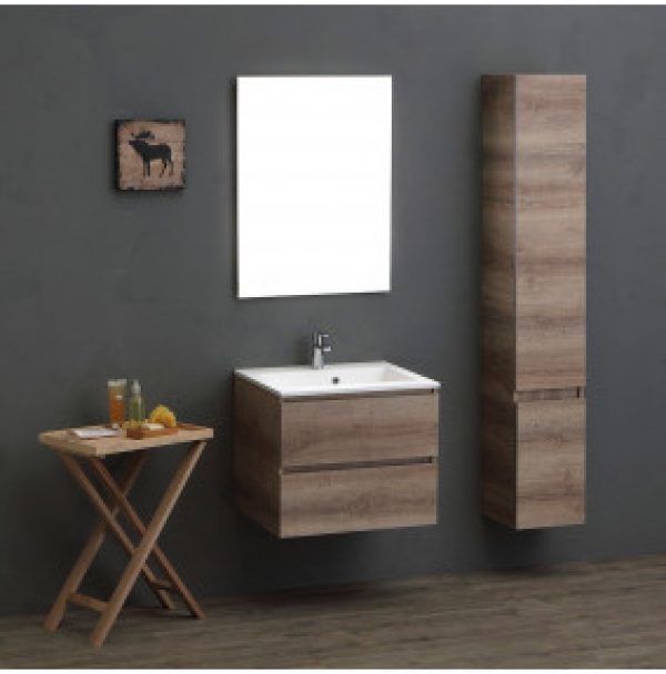 MEUBLE DE SALLE DE BAINS MODULABLE DESIGN MODERNE CHÊNE 60 CM