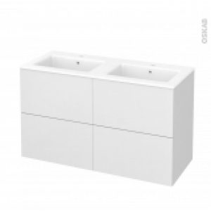Meuble De Salle De Bains Plan Double Vasque Naja Ginko Blanc 4 Tiroirs Cotes Decors L1205 X H715 X P505 Cm