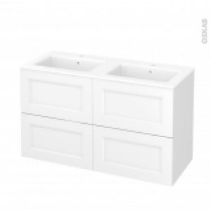 Meuble De Salle De Bains Plan Double Vasque Naja Static Blanc 4 Tiroirs Cotes Decors L1205 X H715 X P505 Cm