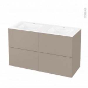 Meuble De Salle De Bains Plan Double Vasque Vala Ginko Taupe 4 Tiroirs Cotes Decors L1205 X H712 X P505 Cm
