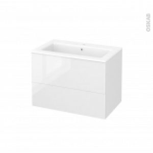 Meuble De Salle De Bains Plan Vasque Naja Bora Blanc 2 Tiroirs Cotes Decors L805 X H585 X P505 Cm
