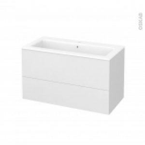Meuble De Salle De Bains Plan Vasque Naja Ginko Blanc 2 Tiroirs Cotes Decors L1005 X H585 X P505 Cm