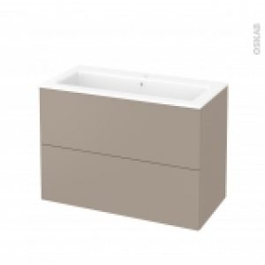 Meuble De Salle De Bains Plan Vasque Naja Ginko Taupe 2 Tiroirs Cotes Decors L1005 X H715 X P505 Cm