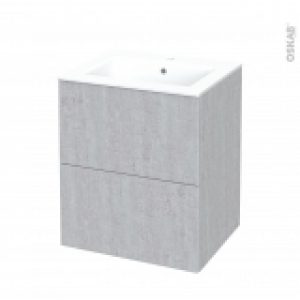 Meuble De Salle De Bains Plan Vasque Naja Hoda Beton 2 Tiroirs Cotes Decors L605 X H715 X P505 Cm