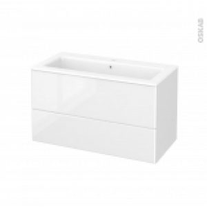 Meuble De Salle De Bains Plan Vasque Naja Iris Blanc 2 Tiroirs Cotes Decors L1005 X H585 X P505 Cm