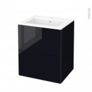 Meuble De Salle De Bains Plan Vasque Naja Keria Noir 2 Tiroirs Cotes Decors L605 X H715 X P505 Cm