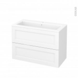 Meuble De Salle De Bains Plan Vasque Naja Static Blanc 2 Tiroirs Cotes Decors L1005 X H715 X P505 Cm