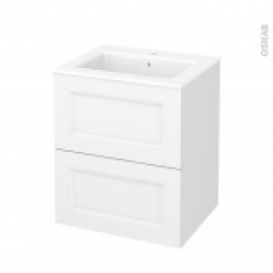 Meuble De Salle De Bains Plan Vasque Naja Static Blanc 2 Tiroirs Cotes Decors L605 X H715 X P505 Cm
