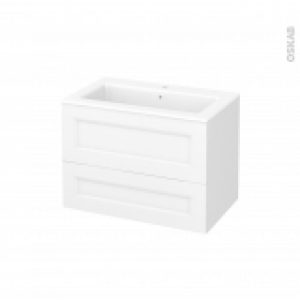 Meuble De Salle De Bains Plan Vasque Naja Static Blanc 2 Tiroirs Cotes Decors L805 X H585 X P505 Cm