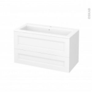 Meuble De Salle De Bains Plan Vasque Naja Static Blanc 2 Tiroirs Cotes Decors L1005 X H585 X P505 Cm