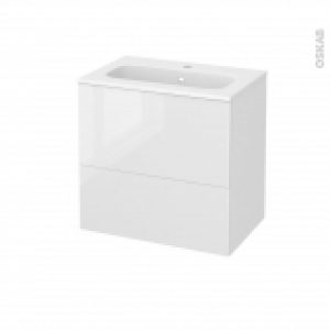 Meuble De Salle De Bains Plan Vasque Rezo Bora Blanc 2 Tiroirs Cotes Decors L605 X H585 X P405 Cm