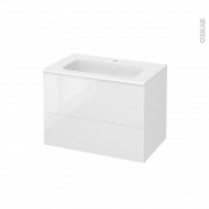 Meuble De Salle De Bains Plan Vasque Rezo Bora Blanc 2 Tiroirs Cotes Decors L805 X H585 X P505 Cm