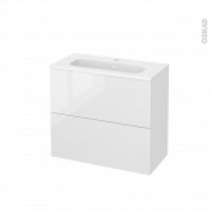 Meuble De Salle De Bains Plan Vasque Rezo Bora Blanc 2 Tiroirs Cotes Decors L805 X H715 X P405 Cm