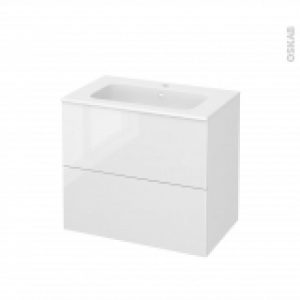 Meuble De Salle De Bains Plan Vasque Rezo Bora Blanc 2 Tiroirs Cotes Decors L805 X H715 X P505 Cm
