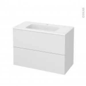 Meuble De Salle De Bains Plan Vasque Rezo Ginko Blanc 2 Tiroirs Cotes Decors L1005 X H715 X P505 Cm