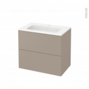 Meuble De Salle De Bains Plan Vasque Rezo Ginko Taupe 2 Tiroirs Cotes Decors L805 X H715 X P505 Cm