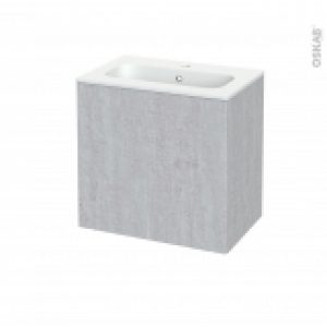 Meuble De Salle De Bains Plan Vasque Rezo Hoda Beton 1 Porte Cotes Decors L605 X H585 X P405 Cm