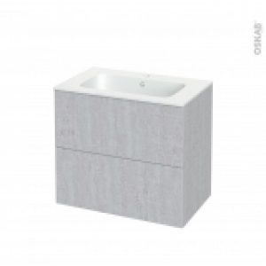 Meuble De Salle De Bains Plan Vasque Rezo Hoda Beton 2 Tiroirs Cotes Decors L805 X H715 X P505 Cm