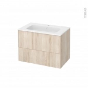 Meuble De Salle De Bains Plan Vasque Rezo Ikoro Chene Clair 2 Tiroirs Cotes Decors L805 X H585 X P505 Cm