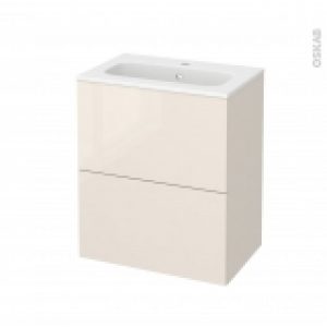 Meuble De Salle De Bains Plan Vasque Rezo Keria Ivoire 2 Tiroirs Cotes Decors L605 X H715 X P405 Cm