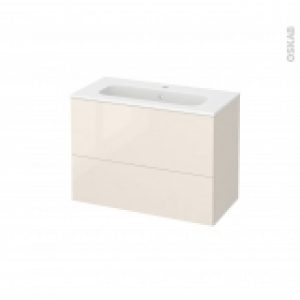 Meuble De Salle De Bains Plan Vasque Rezo Keria Ivoire 2 Tiroirs Cotes Decors L805 X H585 X P405 Cm