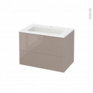 Meuble De Salle De Bains Plan Vasque Rezo Keria Moka 2 Tiroirs Cotes Decors L805 X H585 X P505 Cm