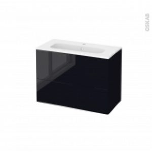 Meuble De Salle De Bains Plan Vasque Rezo Keria Noir 2 Tiroirs Cotes Decors L805 X H585 X P405 Cm